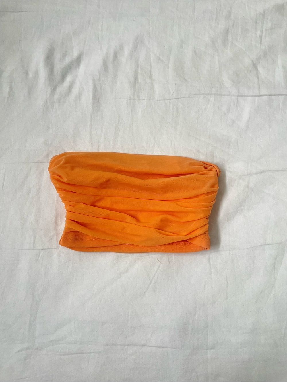 SHEIN Orange Ruched Tube Top Tank